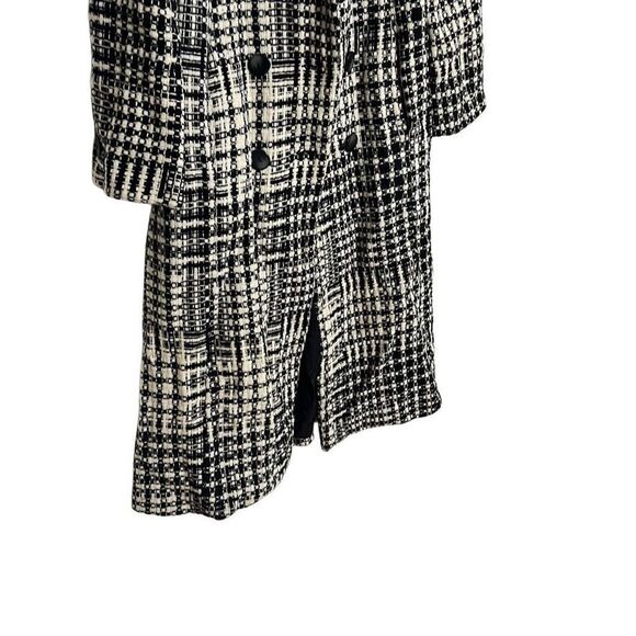 MNG Mango Check Tweed Wool Blend Double Breasted Coat Black & Off White Small - Picture 3 of 9